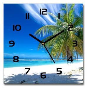 Skleněné hodiny čtverec Tropická pláž pl_zsk_30x30_c-f_82585815