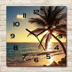 Skleněné hodiny čtverec Tropická pláž pl_zsk_30x30_c-f_83274893