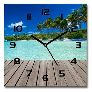 Skleněné hodiny čtverec Tropická pláž pl_zsk_30x30_c-f_83145029