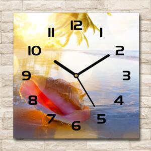 Skleněné hodiny čtverec Mušle na pláži pl_zsk_30x30_c-f_83555961