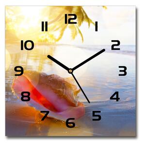 Skleněné hodiny čtverec Mušle na pláži pl_zsk_30x30_c-f_83555961