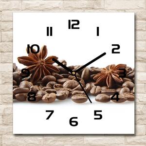 Skleněné hodiny čtverec Zrnka kávy skořice pl_zsk_30x30_c-f_84266938