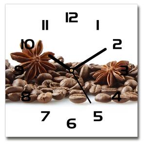 Skleněné hodiny čtverec Zrnka kávy skořice pl_zsk_30x30_c-f_84266938