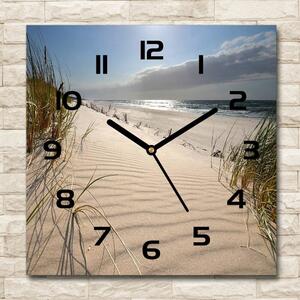 Skleněné hodiny čtverec Mřežino pláž pl_zsk_30x30_c-f_84989686