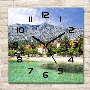 Skleněné hodiny čtverec Pláž v Chorvatsku pl_zsk_30x30_c-f_87789777