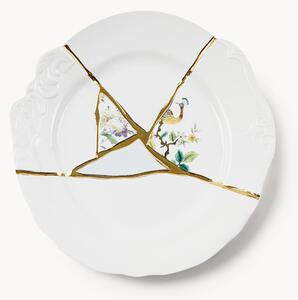Porcelánový mělký talíř Kintsugi