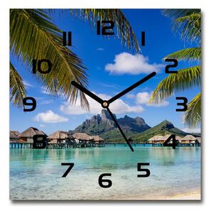 Skleněné hodiny na stěnu Palmy na Bora Bora pl_zsk_30x30_c-f_90274909