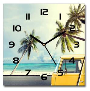 Skleněné hodiny na stěnu Dodávka pláž pl_zsk_30x30_c-f_90194725