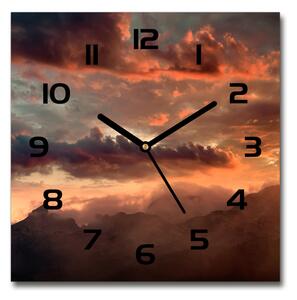 Skleněné hodiny na stěnu Západ slunce hory pl_zsk_30x30_c-f_90609919