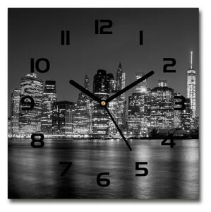 Skleněné hodiny čtverec Manhattan noc pl_zsk_30x30_c-f_92771254