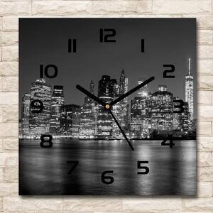 Skleněné hodiny čtverec Manhattan noc pl_zsk_30x30_c-f_92771254
