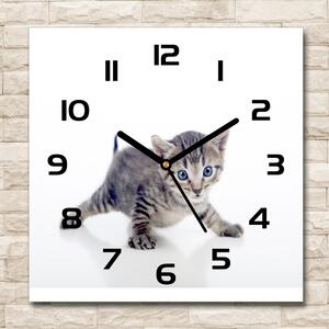 Skleněné nástěnné hodiny čtverec Malá kočka pl_zsk_30x30_c-f_95620650