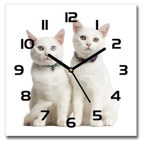 Skleněné hodiny čtverec Bílé kočky pl_zsk_30x30_c-f_97350767