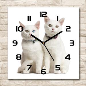 Skleněné hodiny čtverec Bílé kočky pl_zsk_30x30_c-f_97350767