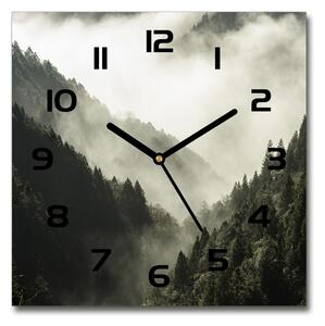 Skleněné hodiny na stěnu Mlha nad lesem pl_zsk_30x30_c-f_98626353