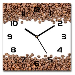 Skleněné hodiny čtverec Zrnka kávy pl_zsk_30x30_c-f_98900337