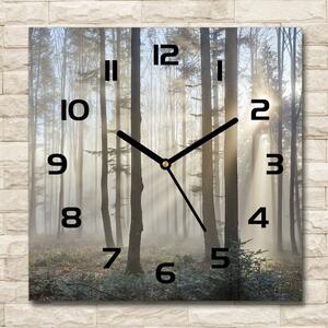 Skleněné hodiny na stěnu Mlha v lese pl_zsk_30x30_c-f_98968412