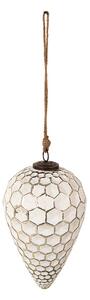 Bílá antik skleněná šiška Hexagon white XL - Ø 14*25 cm - Clayre & Eef