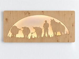 "Člověk, kůň a býk" světelný obraz 230V RGBW 100x50 cm provedení povrchu: dub