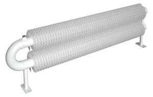 ISAN Spiral RAO2 žebrový radiátor Ø57 × 137 mm, délka 1200 mm, 697 W, bílá RAL 9016, montáž na zem - stojánky