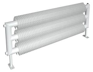 ISAN Spiral RAT3 žebrový radiátor Ø57 × 137 mm, délka 1200 mm, 1037 W, bílá RAL 9016, montáž na zem - stojánky