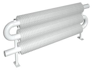 ISAN Spiral RAO3 žebrový radiátor Ø57 × 137 mm, délka 1200 mm, 945 W, bílá RAL 9016, montáž na zem - stojánky
