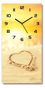 Nástěnné skleněné hodiny Srdce na pláži pl_zsp_30x60_c-f_112809323