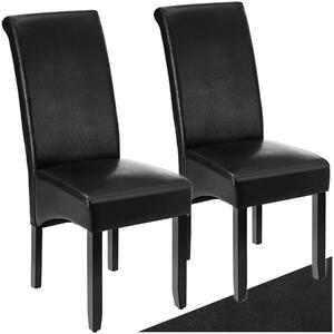 Tectake Jídelní židle ergonomická, masivní dřevo - černá, Sada 2 kusů