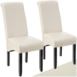 Tectake Jídelní židle ergonomická, masivní dřevo - krémová, Sada 2 kusů