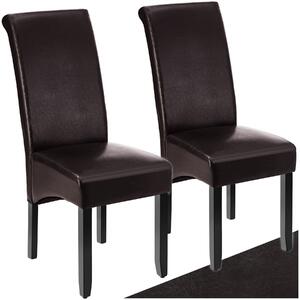 Tectake Jídelní židle ergonomická, masivní dřevo - hnědá, Sada 2 kusů
