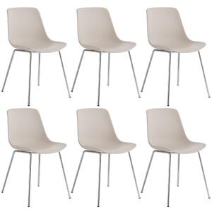 Tectake Plastové židle Mave, ergonomické, 120 kg - taupe/chromová,Sada 6 kusů