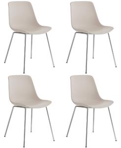 Tectake Plastové židle Mave, ergonomické, 120 kg - taupe/chromová,Sada 4 kusů