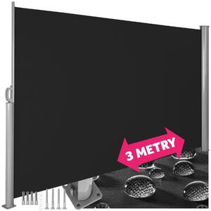Tectake Hliníková boční markýza s výsuvem a navíjecím mechanismem - 300.00 x 160.00 x 10.00 cm, černá