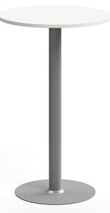 AJ Produkty Barový stůl ALVA, Ø700x1100 mm, vysokotlaký laminát, stříbrná/bílá