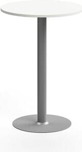 AJ Produkty Barový stůl ALVA, Ø700x1000 mm, vysokotlaký laminát, stříbrná/bílá
