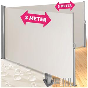 Tectake Hliníková dvojitá boční markýza s výsuvem a navíjecím mechanismem - 600.00 x 200.00 x 10.00 cm, béžová