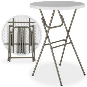 Tectake Barový stolek skládací ocelový Ø80cm - bílá