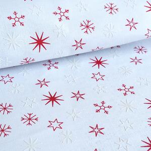 Vánoční látka na ubrusy - Hvězdičky – červeno/bílé 160