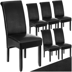 Tectake Jídelní židle ergonomická, masivní dřevo - černá, Sada 6 kusů