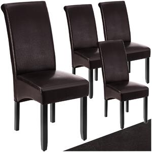 Tectake Jídelní židle ergonomická, masivní dřevo - hnědá, Sada 4 kusů