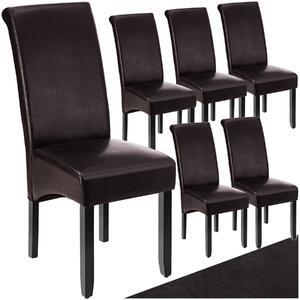 Tectake Jídelní židle ergonomická, masivní dřevo - hnědá, Sada 6 kusů
