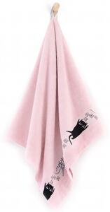 Bavlněná osuška Kočky - růžová Velikost: ručníček 30 x 50