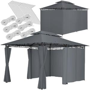Tectake Zahradní altán luxusní Emine 4x3m se 6 bočními stěnami - antracit