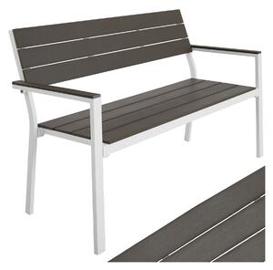 Tectake Zahradní lavička Line pro dvě osoby s hliníkovým rámem 128 x 59 x 88 cm - světle šedá/bílá