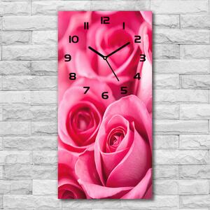 Moderní hodiny nástěnné Růžové růže pl_zsp_30x60_c-f_62775454
