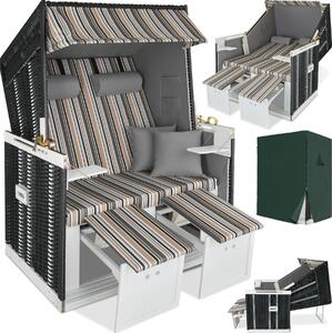 Tectake Plážový koš s polstrováním vč. ochranné plachty - černá/šedá/hnědá