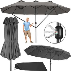 Tectake Slunečník Silia 460x270cm extra široký s ochranným potahem - šedá