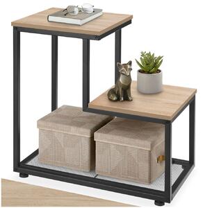 Tectake Odkládací stolek Halifax 60,5x35,5x60,5cm - Industrial světlé dřevo, dub Sonoma