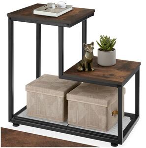 Tectake Odkládací stolek Halifax 60,5x35,5x60,5cm - Industriální dřevo tmavé, rustikální