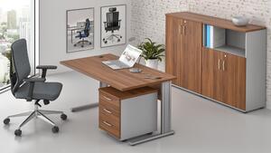 NABYTEK-DESIGNOVY.CZ - Kompletní kancelář pro 1 pracovníka KOMFORT – kovová podnož, ořech/šedá – ZEP 1.6 19